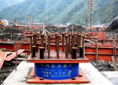 The installation site of seismic isolation support of Yingxiu Primary School in Wenchuan, Sichuan Province