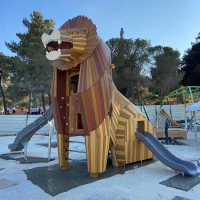 獅子造型不銹鋼滑梯
