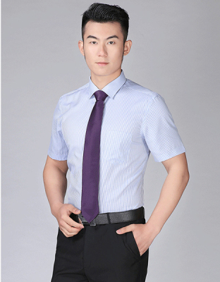 廣州男士西裝襯衫修身商務短袖100%棉液氨免燙正裝襯衫117-MT902男短袖