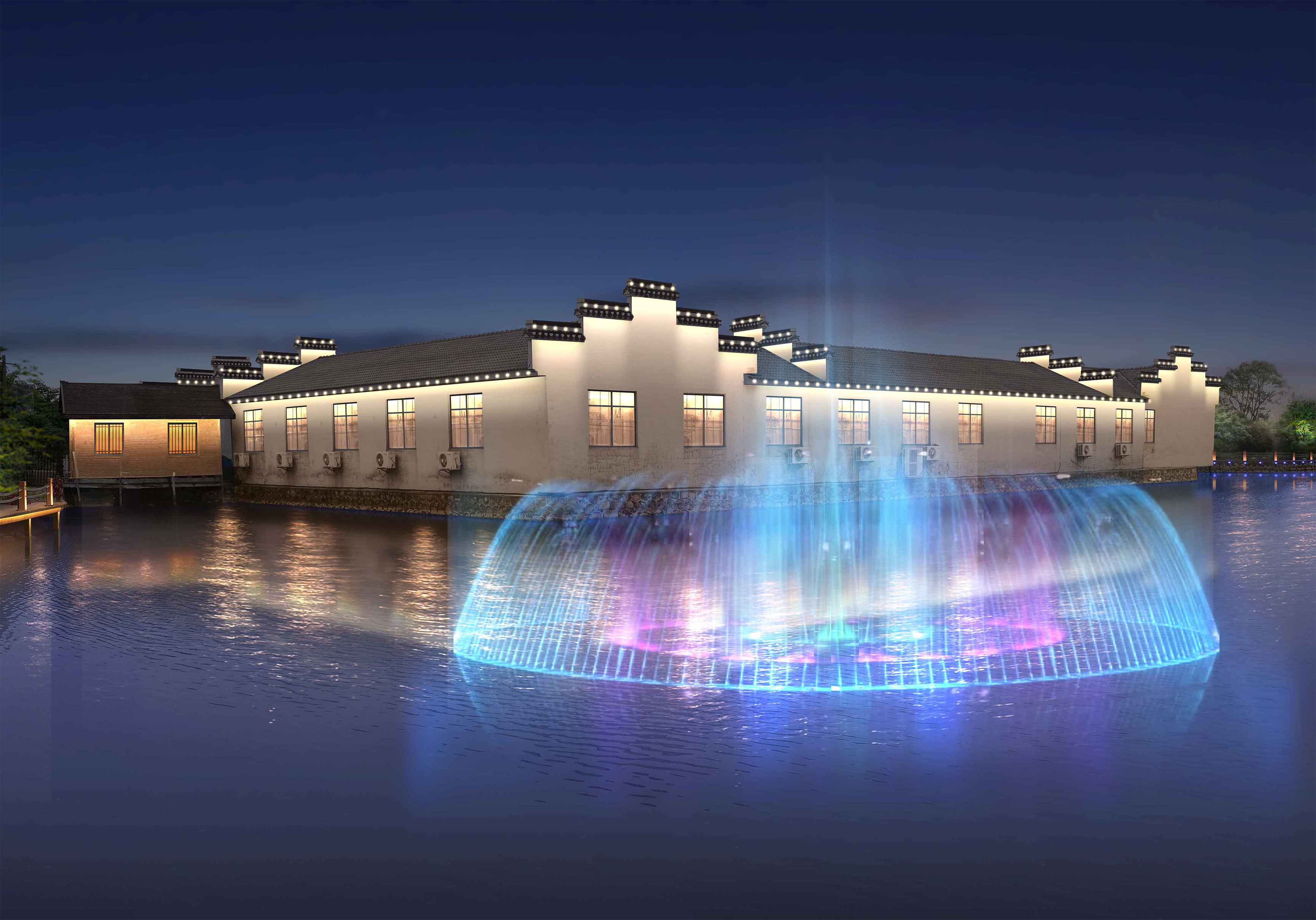 蘇州無錫照明亮化工程設計，噴泉水景燈光秀，讓城市夜晚更加絢麗多彩