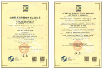 ISO20000信息服务认证