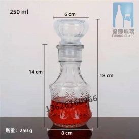 广东250ml 收腰雕花玻璃酒瓶