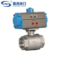 Two-piece pneumatic ball valve with internal thread