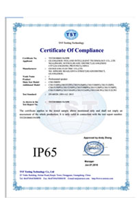 IP65 证书模板