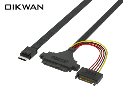 Oculink SFF-8611 4i TO u.2 SFF-8639+15PIN SATA Cable With ear