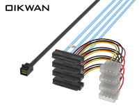 MiniSAS HD SFF-8643 TO 4 SFF-8482+Big 4P Cable