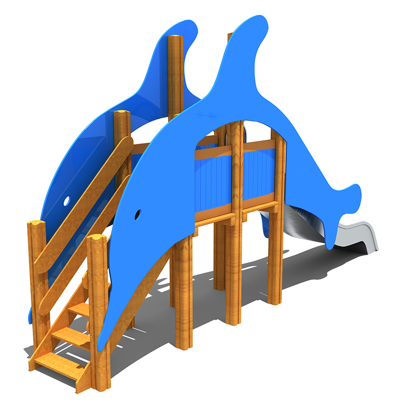 海豚造型木質滑梯