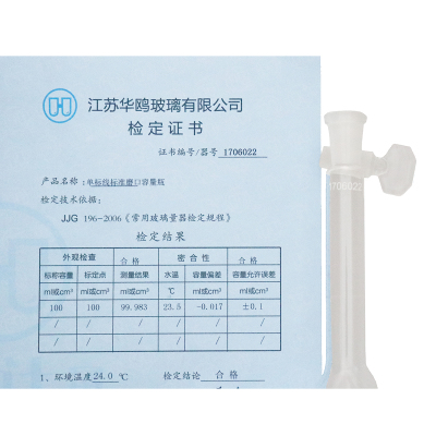 1621AC Volumetric flask , Class A ,with Verification Certificate and ground-in glass stopper.