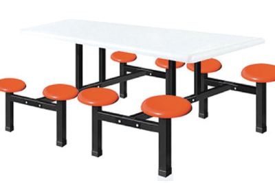 河北ZC-L003-名称：八人位玻璃钢圆盘餐桌凳-规格：200-60-76cm