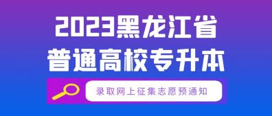 2023年黑龍江省普通高校專升本錄取網上征集志愿預通知
