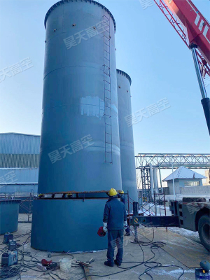 山东大王供热有限公司50米钢烟囱制作安装工程