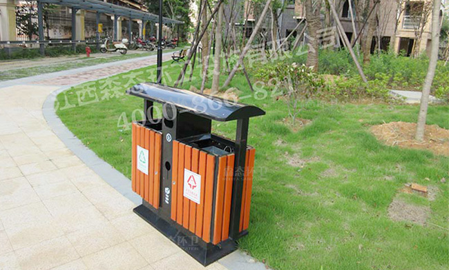 龍灣上和城小區采購鋼木垃圾桶及休閑椅