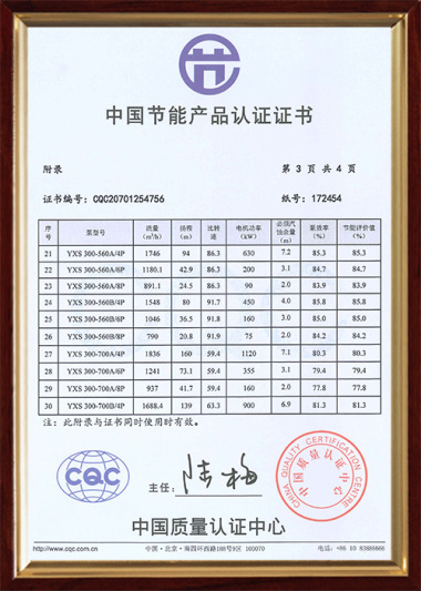 中国节能产品认证证书（单级双吸离心泵)4