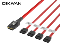 MiniSAS SFF-8087 TO 4 SATA Cable (红色)
