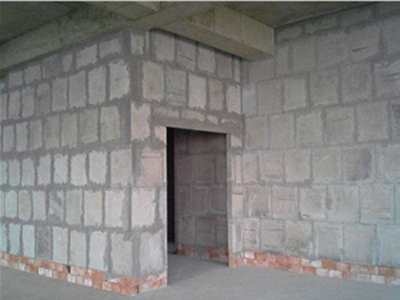 石膏砌块砌筑隔墙施工完工