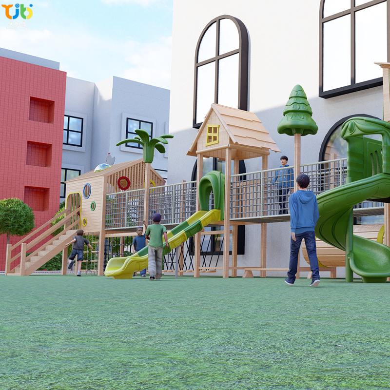 幼儿园户外木质组合滑梯