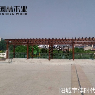 阳城宇佳时代广场定制6个防腐木花架