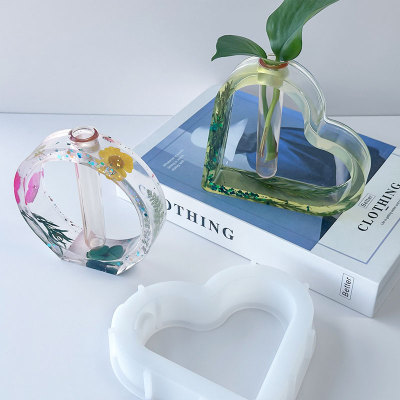 水培花瓶模具带试管套装DIY花瓶摆件水晶滴胶花器硅胶模具