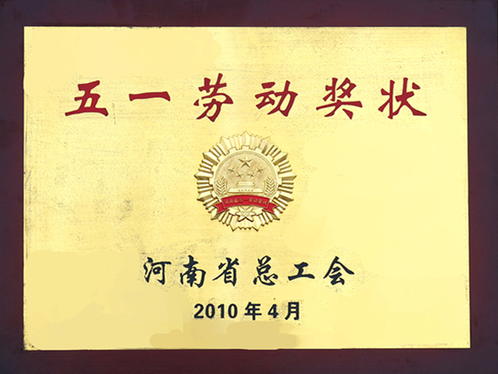 省五一劳动奖状（2010）