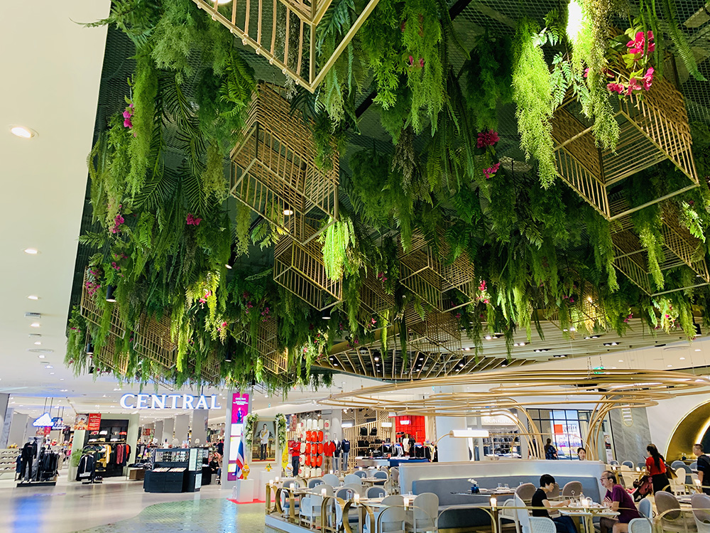 商场仿真植物吊顶装饰美化工程