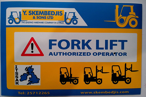 Safety label for construction machinery