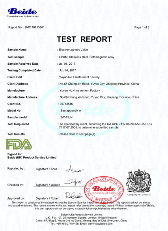 FDA证书 2