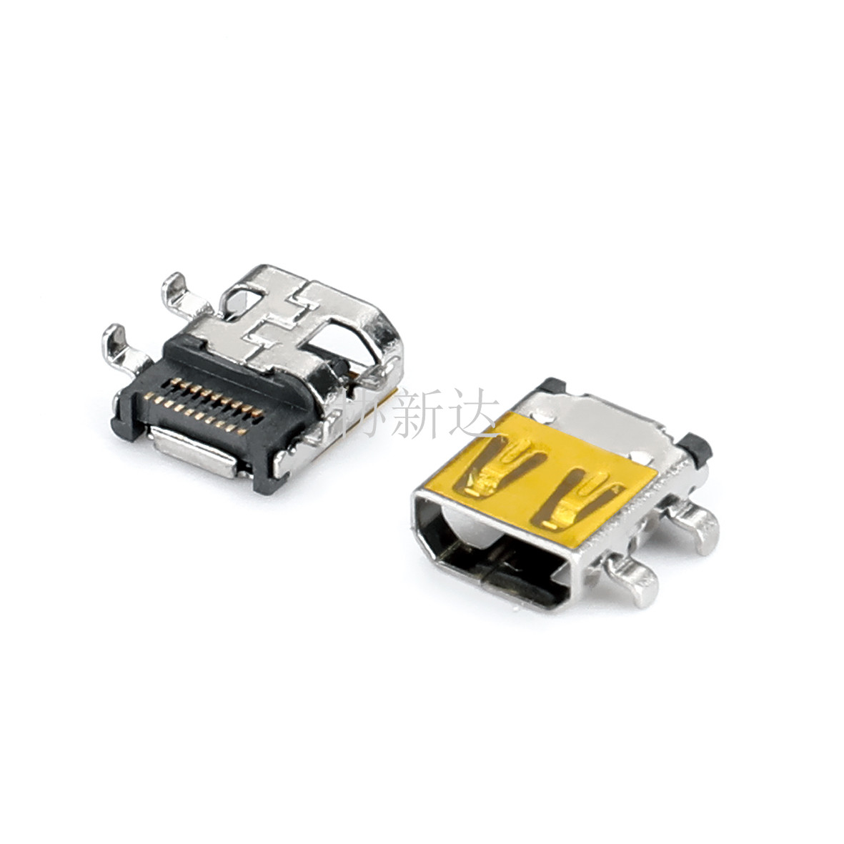 Micro HDMI母座D Type 19P沉板2.0mm四脚插板SMT L=7.45mm