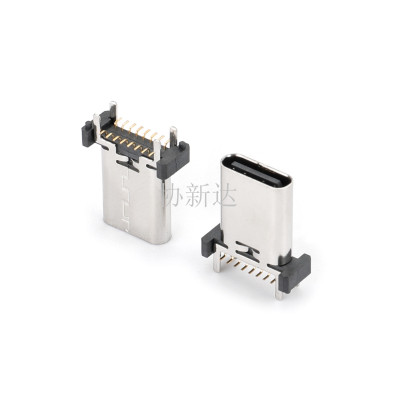 TYPE-C母座USB 16P立式贴片SMT H=8.8-9.3-10.0-10.5-12.4-13.1-13.7-15.0mm