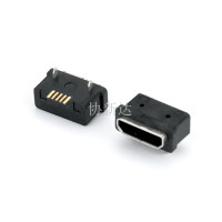 防水Micro母座USB 5P板上型两脚插板5.9mm前插后贴SMT L=7.10mm