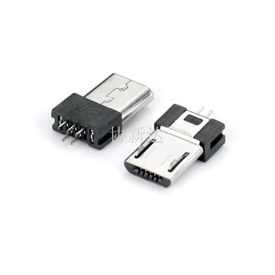 Micro公头USB 5P夹板0.6-0.8-1.0mm V8超薄