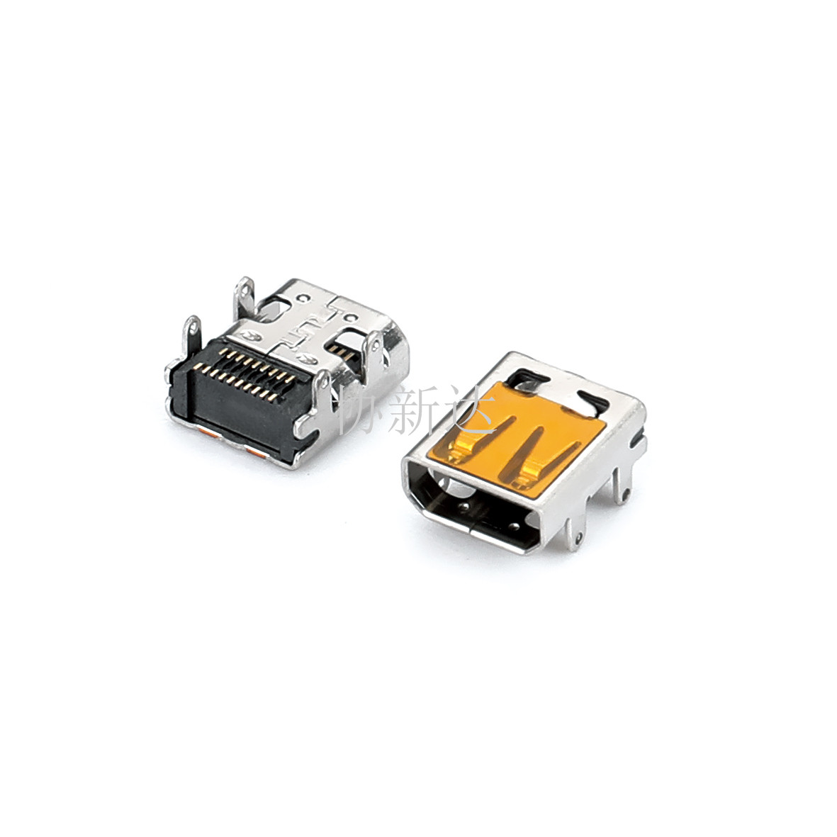 Micro HDMI母座D Type 19P四脚插板DIP+SMT L=7.50mm