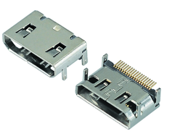 苏州Mini HDMI母座C Type 19P四脚插板DIP+SMT 镀镍