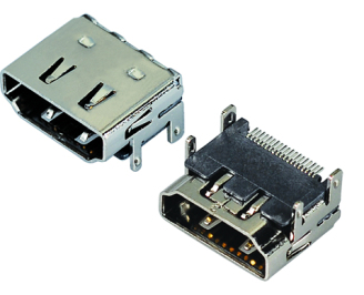 深圳HDMI母座A Type 19P四脚插板DIP+SMT 端子贴板