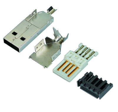 USB公头2.0 A公焊线三件式23-28-36mm